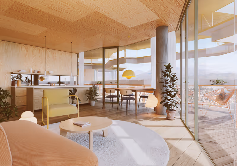 Panoramik teraslı daire oturma alanı