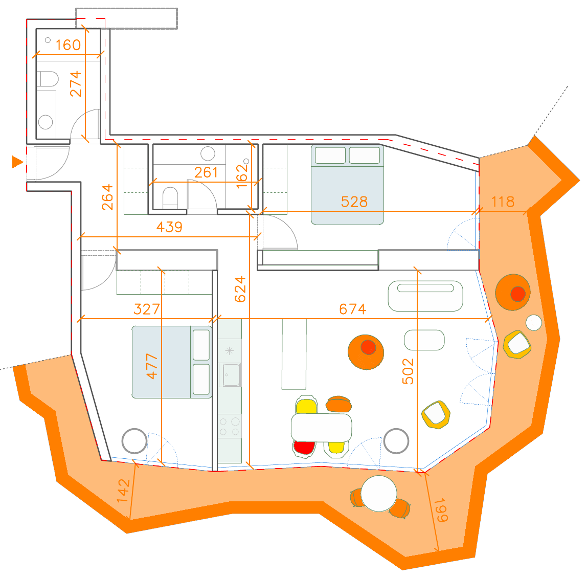 Planimetria 2D e apartamentit A03